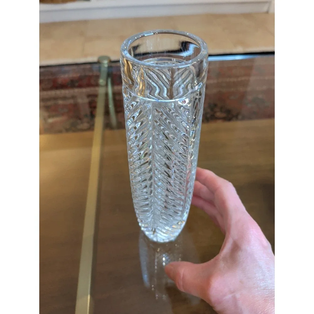 Crystal Ralph Lauren Herringbone Bud Vase, Excellent Condition, 7.5